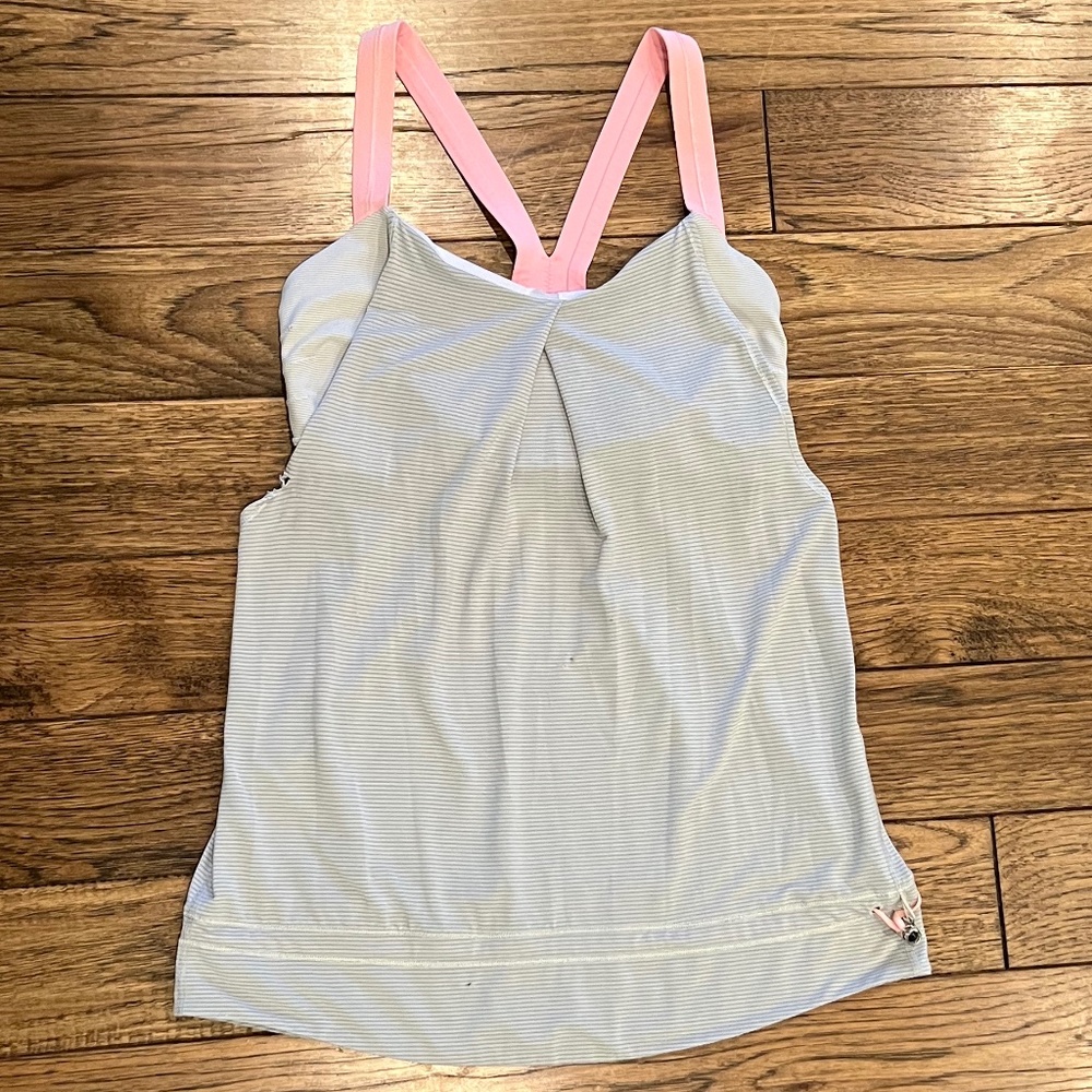 Lululemon Rest Less Tank, Size 8, Light Gray/Pink